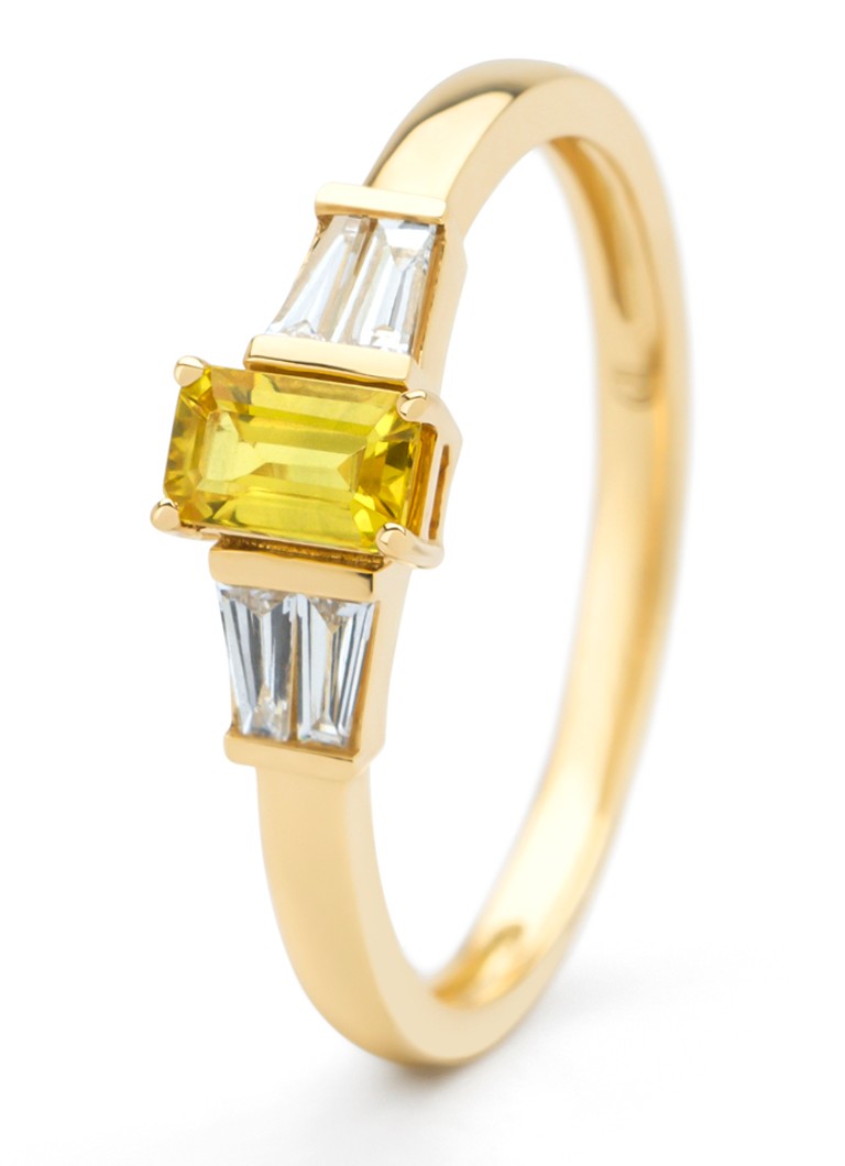 Diamond Point Yellow gold ring, 0.37 ct yellow sapphire, Eden