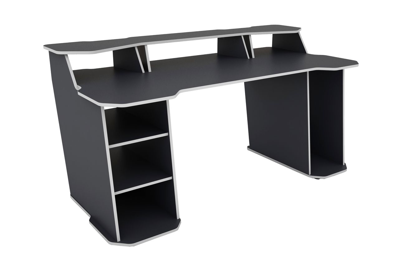 byLiving MATRIX Schreibtisch mit Regalaufsatz, Breite 180 cm,  anthrazit, Kanten weiß