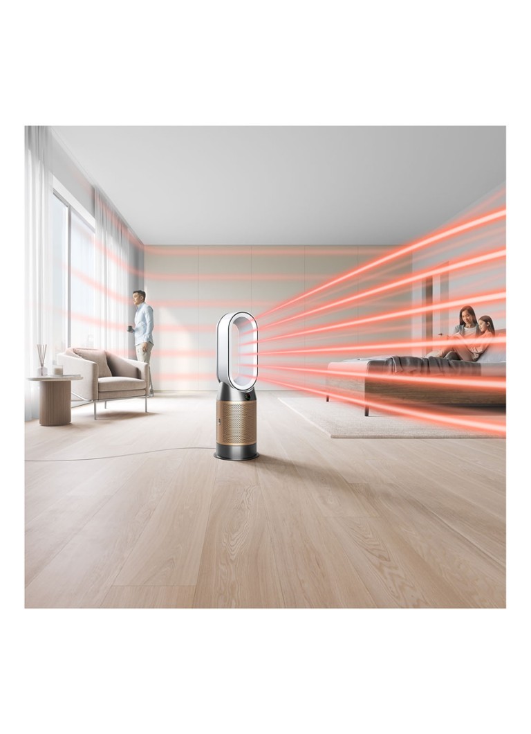 Purificator de aer Dyson Hot + Cool fără formaldehidă, ventilator de birou și încălzitor cu lățimea de 76 cm.