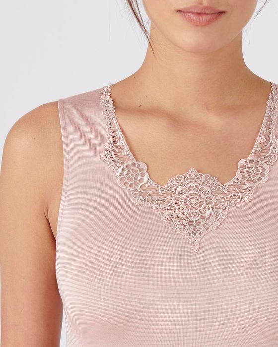 Débardeur Thermolactyl tulle brodé et 10% soie