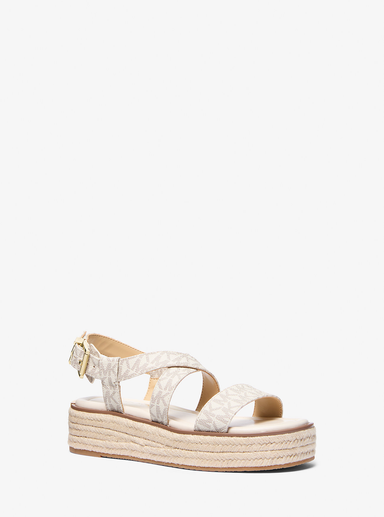 Lynn Signature Logo Platform Espadrille Sandal - VANILLA
