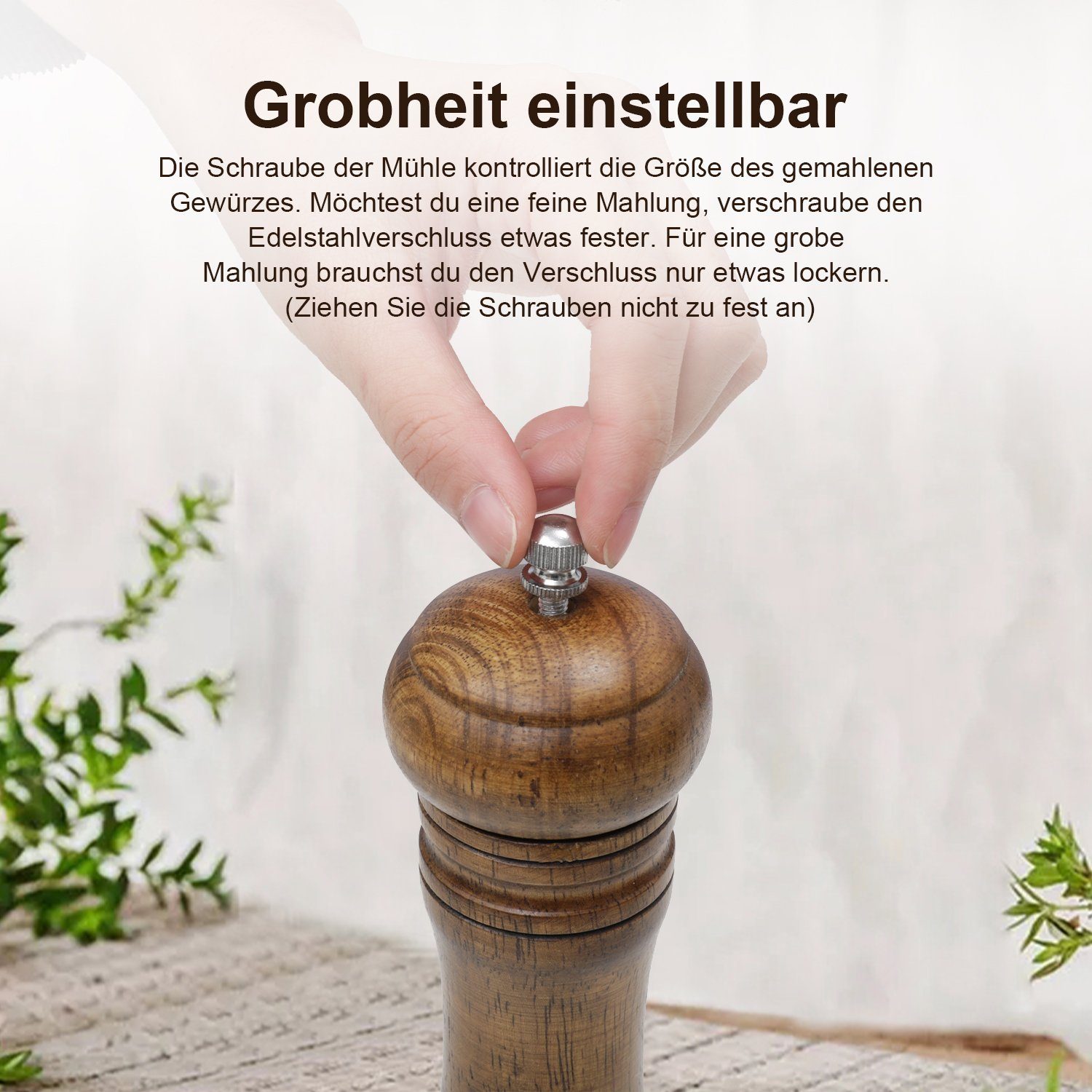 Vicbuy Salz-/Pfeffermühle manuell, (2 Stück), Holz Gewürzmühle Einstellbar