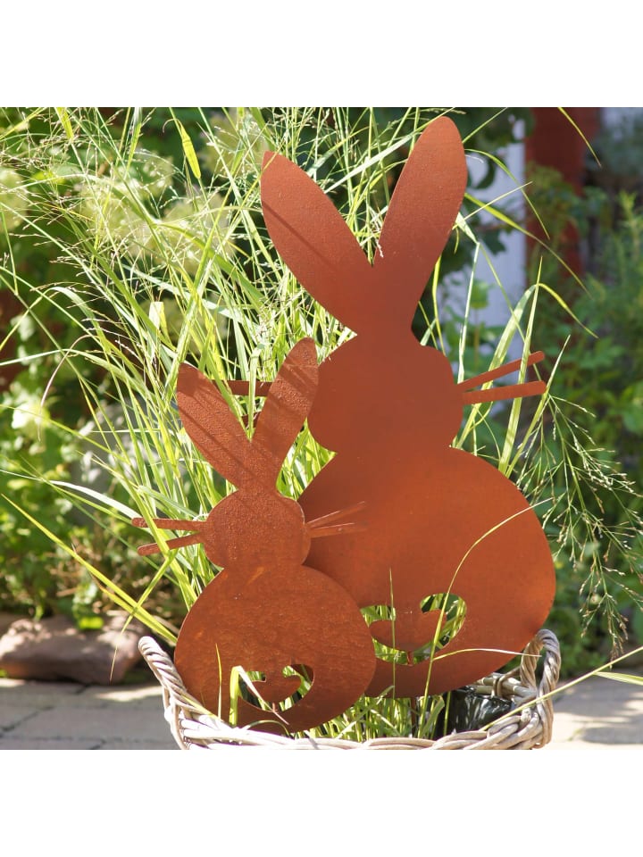 UNUS 2er Set Gartenstecker Rost Hasen in Braun günstig kaufen onesize