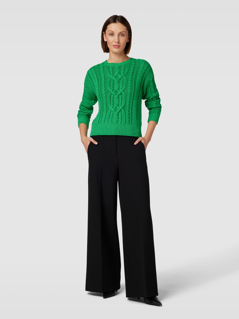 Strickpullover mit Zopfmuster in grün