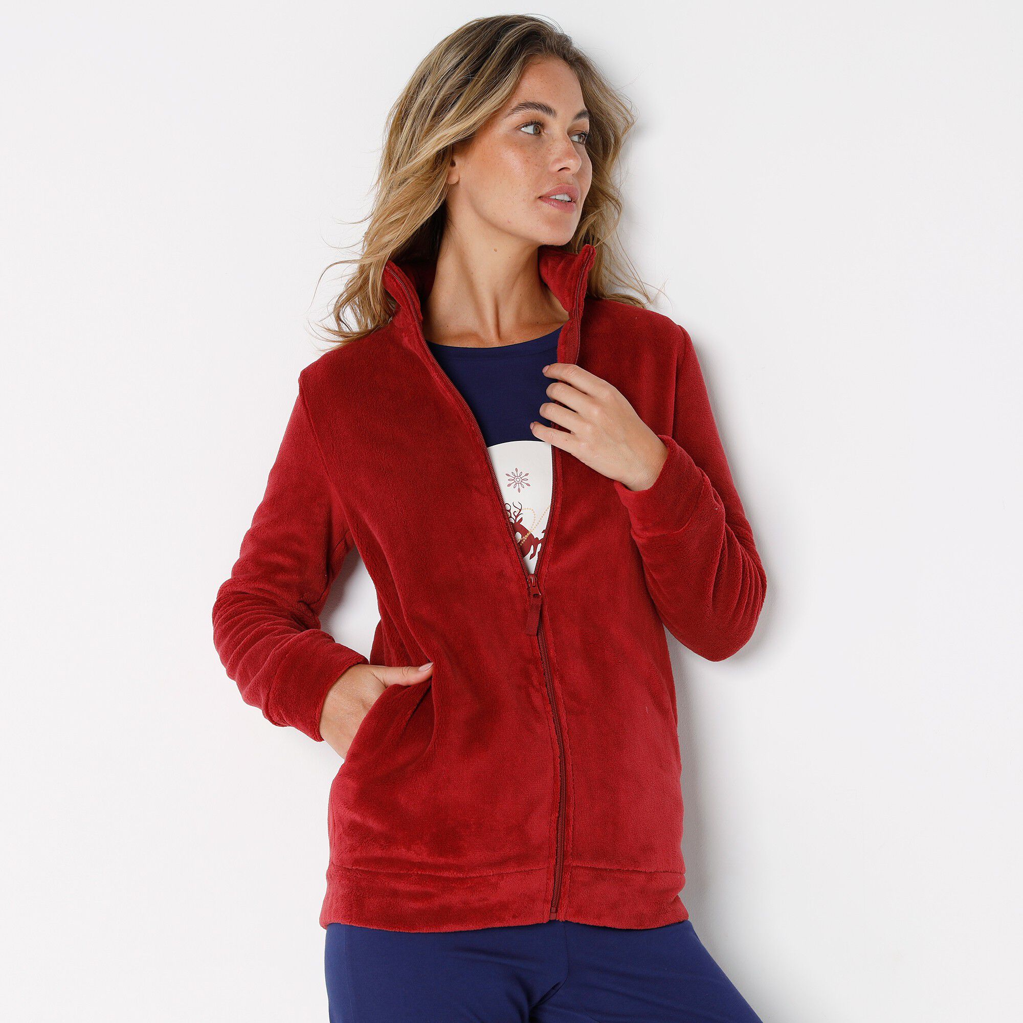 Ensemble 3 pièces, pyjama et veste zippée polaire