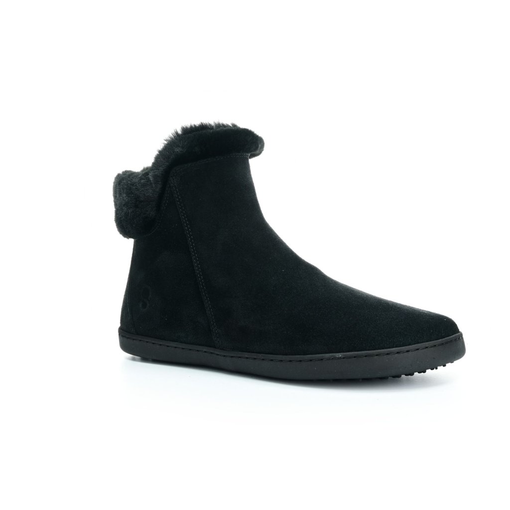 Shapen Fluffy Black schwarze Winterbarfußschuhe