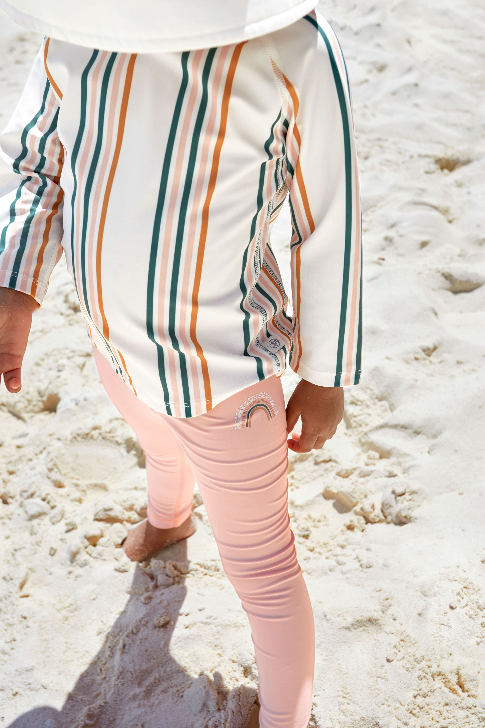 UV Shirt Kinder Langarm - Streifen, Rosa Weiß