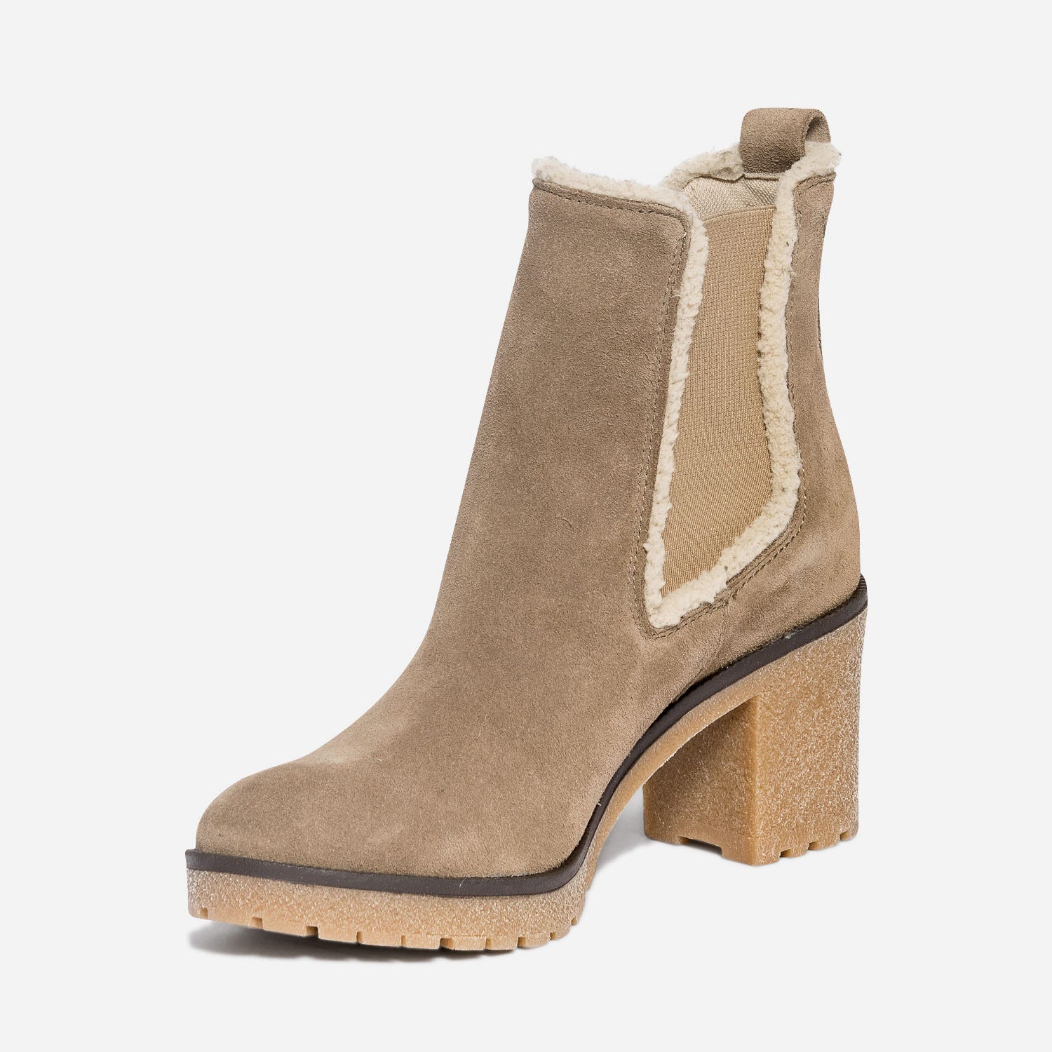 Chelsea boots beige éco-conçu en cuir velours