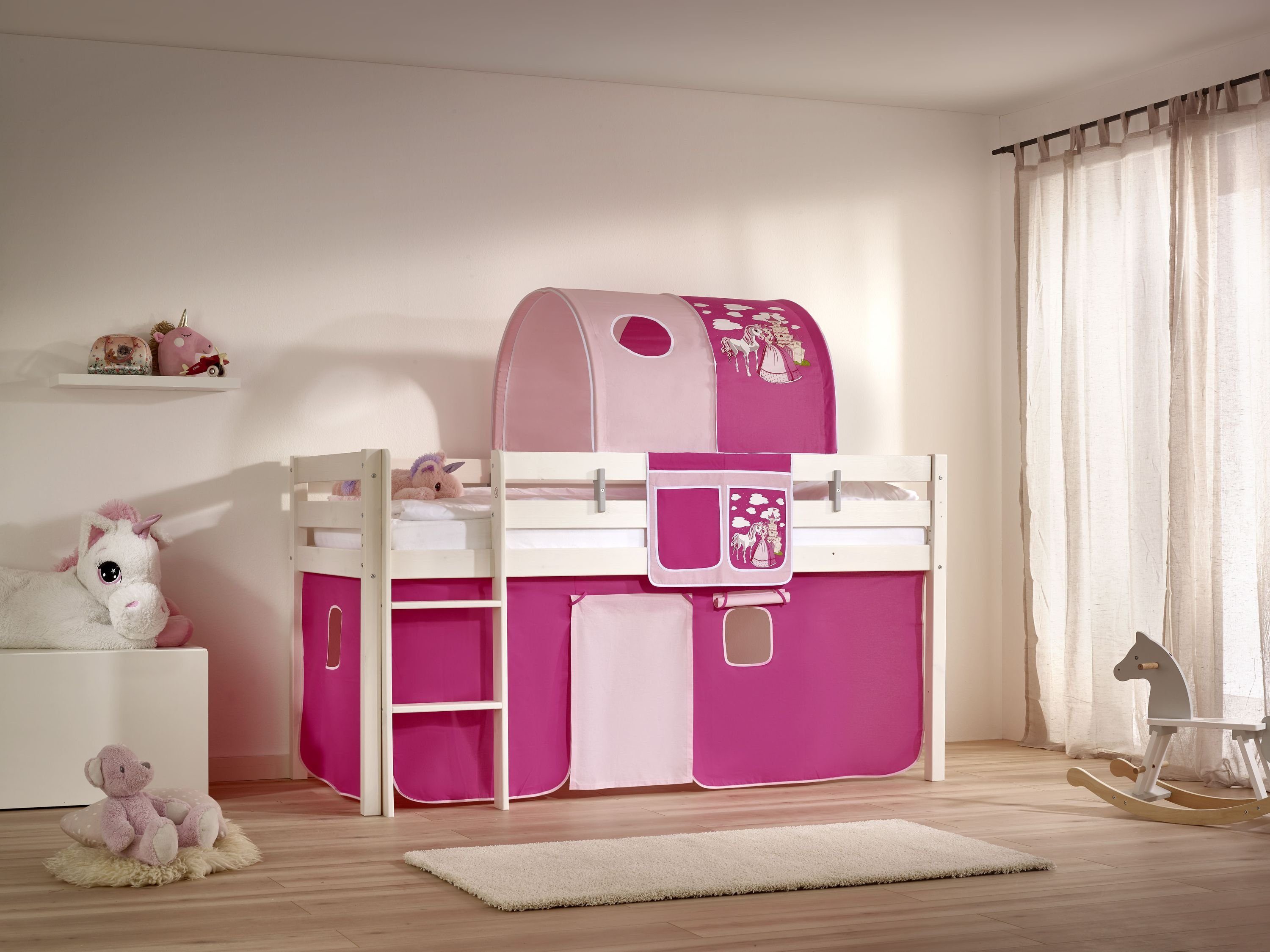 Kindermöbel 24 Betttasche rosa pink Prinzessin inkl. 2 Fächer