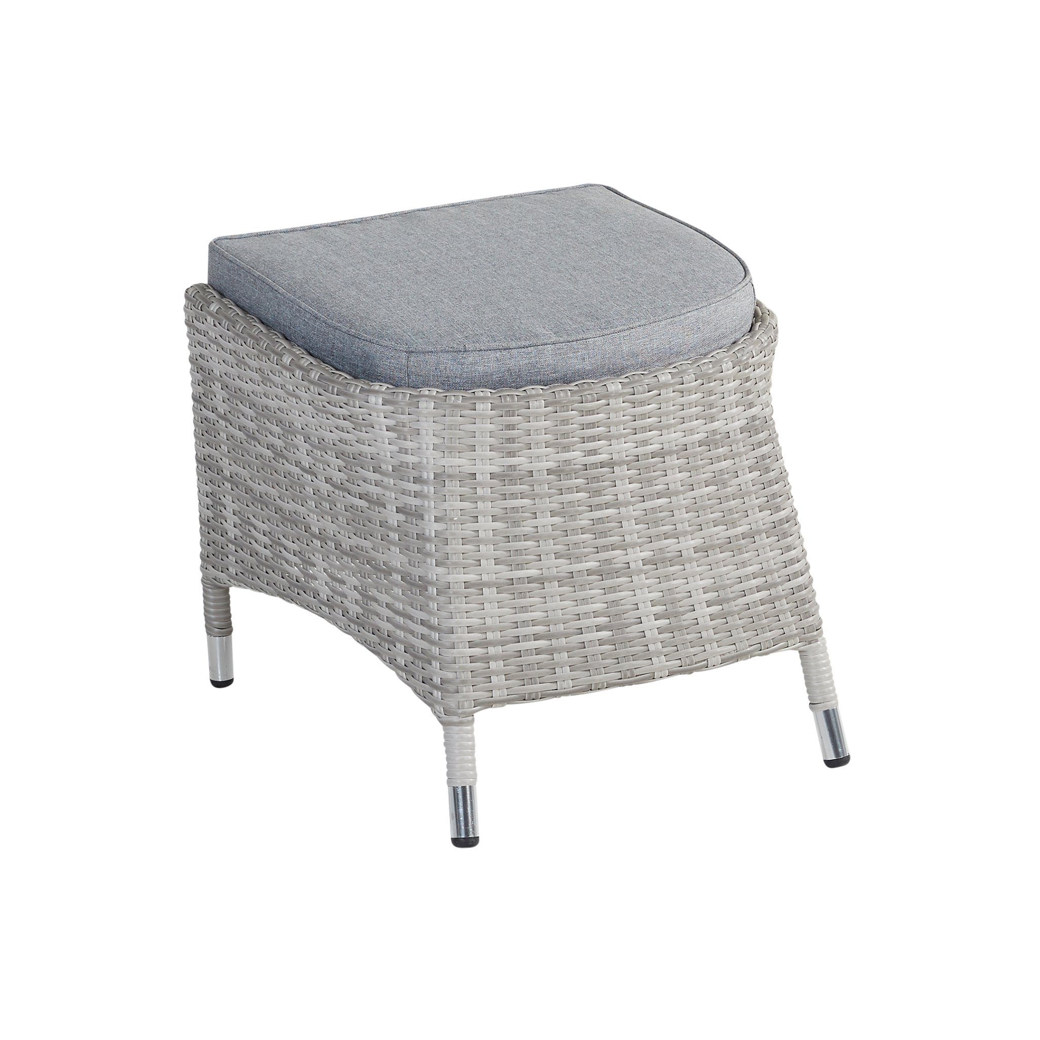 LC Garden Gartenlounge-Hocker LC Garden Nizza Dining Hocker Fußbank weiß-grau