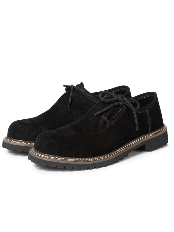 PAULGOS Haferlschuh Trachten Schnürschuh Echtleder in Schwarz günstig kaufen