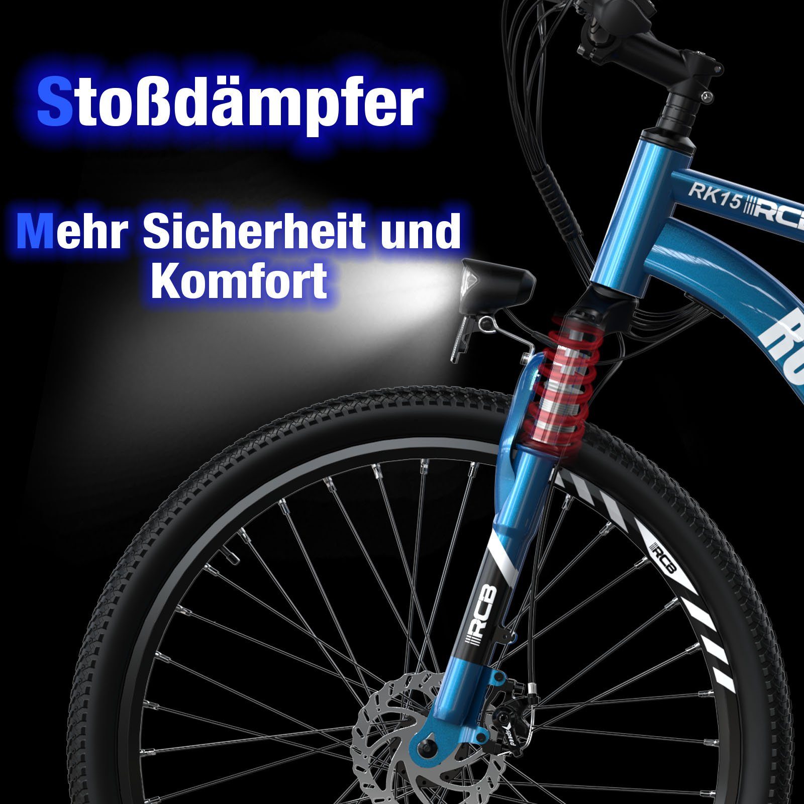 RCB E-Bike RK15 26 ZOLL, 7 Gang, 250w Heckmotor, MTB 36V11.2AH abnehmbarer Akku, Doppelscheibenbremse, Shimano 7G
