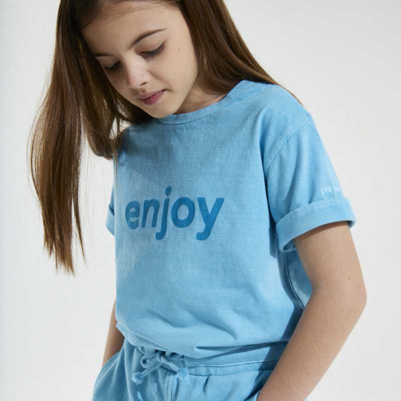 T-shirt bleu CONFETTI pigments naturels mixte