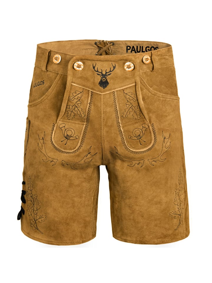 PAULGOS Lederhose Kurz Echtleder HK5 in Hellbraun günstig kaufen