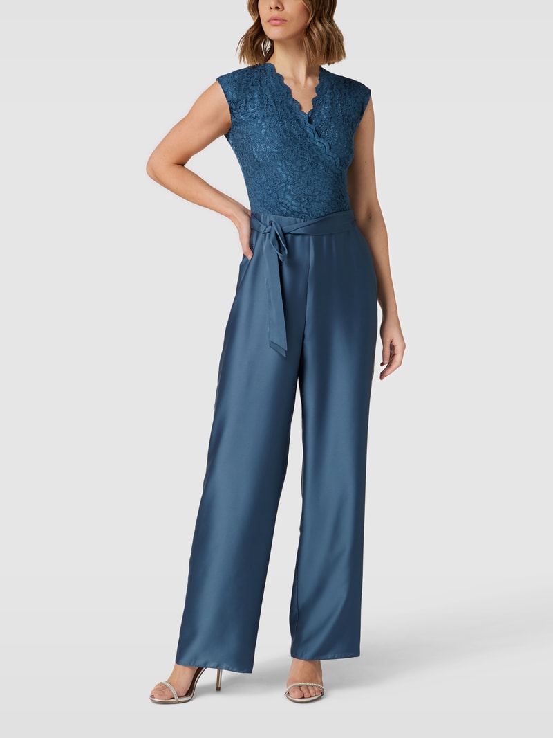 Jumpsuit aus Häkelspitze in rauchblau