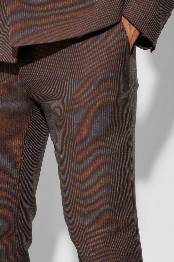 Strukturierte Skinny Hose mit Bundfalten