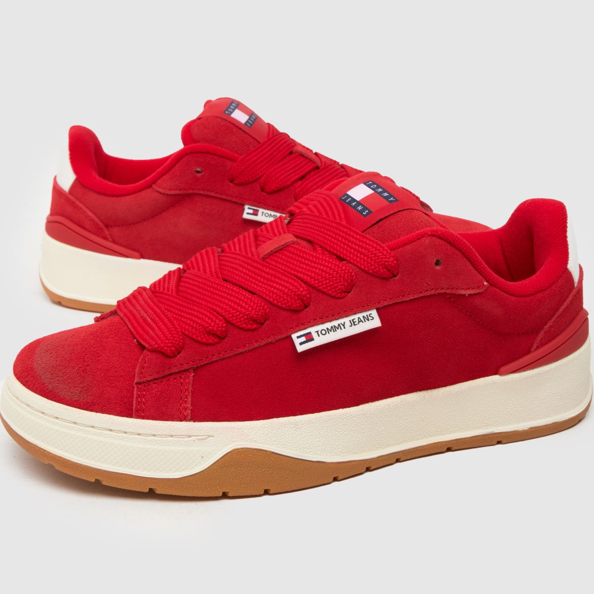 Tommy Jeans – Röda sneakers med snörning