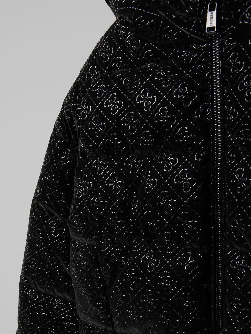 Steppjacke mit Kapuze in schwarz
