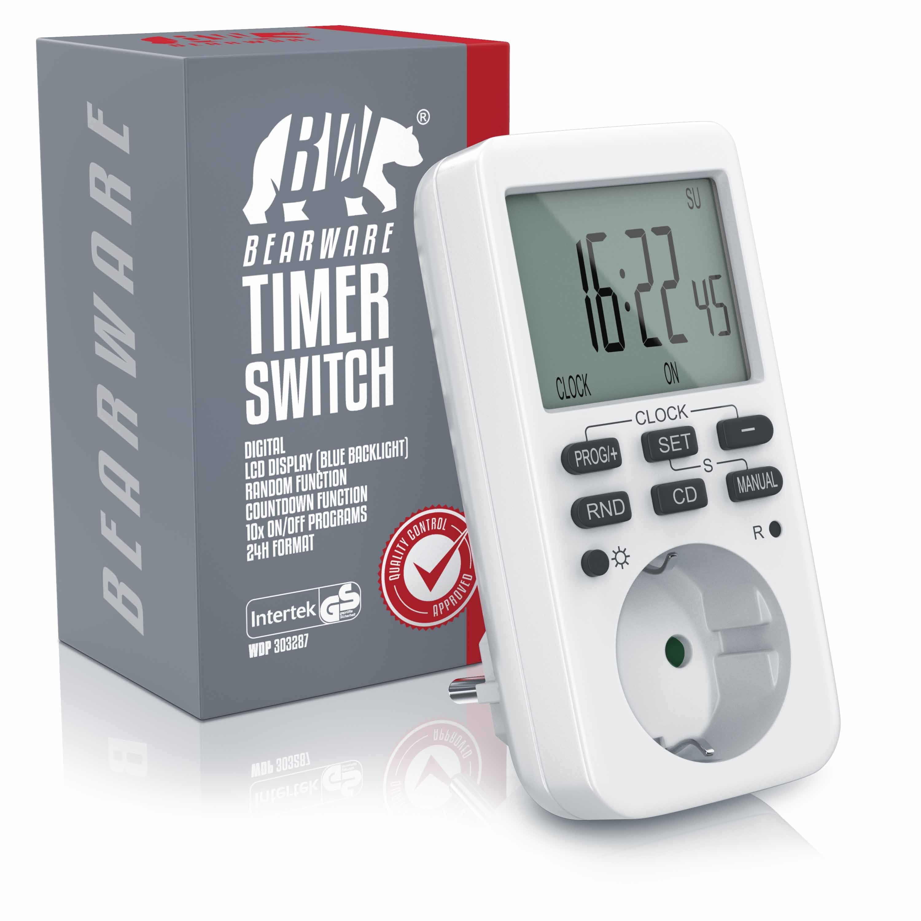 BEARWARE Zeitschaltuhr, digital, 1-St., programmierbar, LCD Display, Steckdosen Timer, max. 3680W