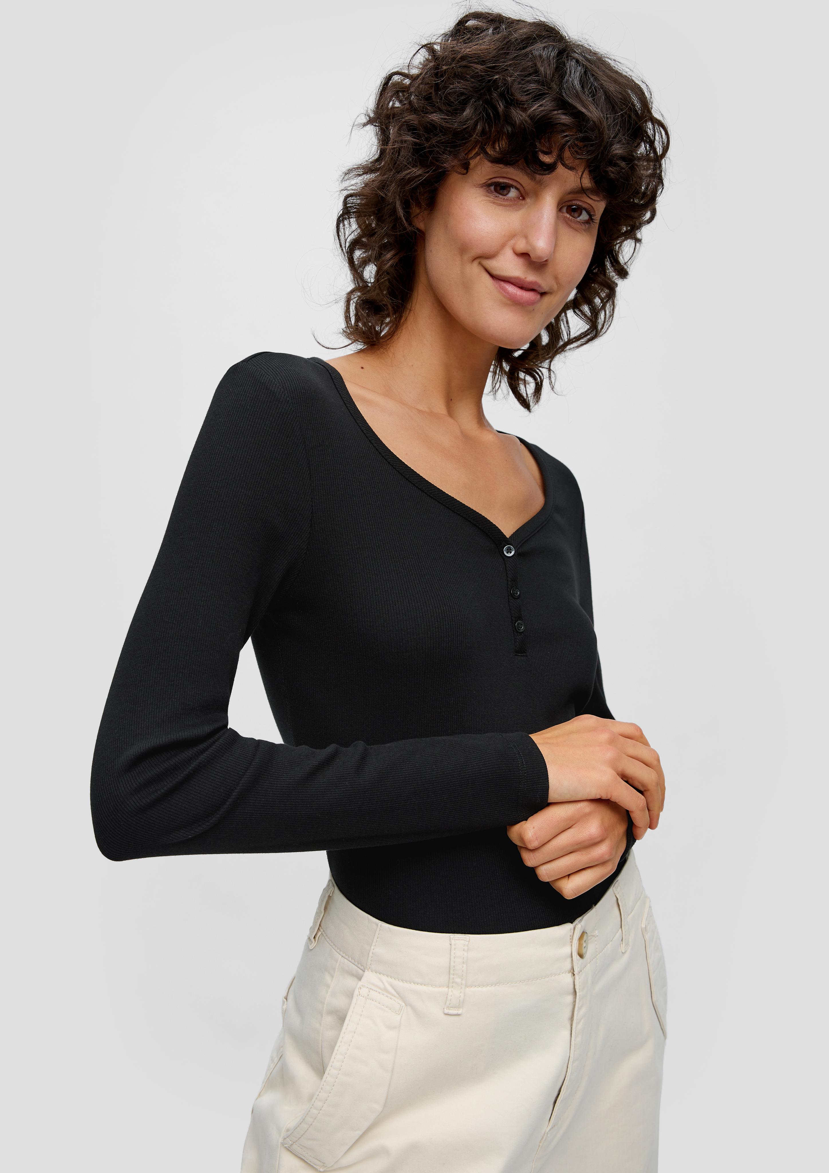 Rippshirt mit Knopfleiste  2145528-9999