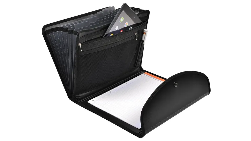 EXACLAIR Ordnungsmappe Exafolio mit Notizblock und Tasche Exactive - 6 Fächer schwarz schwarz