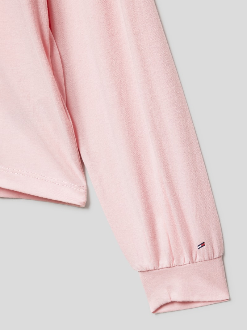 Longsleeve mit Label-Print Modell 'Timeless' in hellrosa