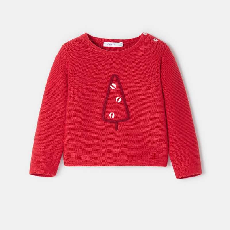 Pull de Noël en tricot rouge bébé garçon Absorba