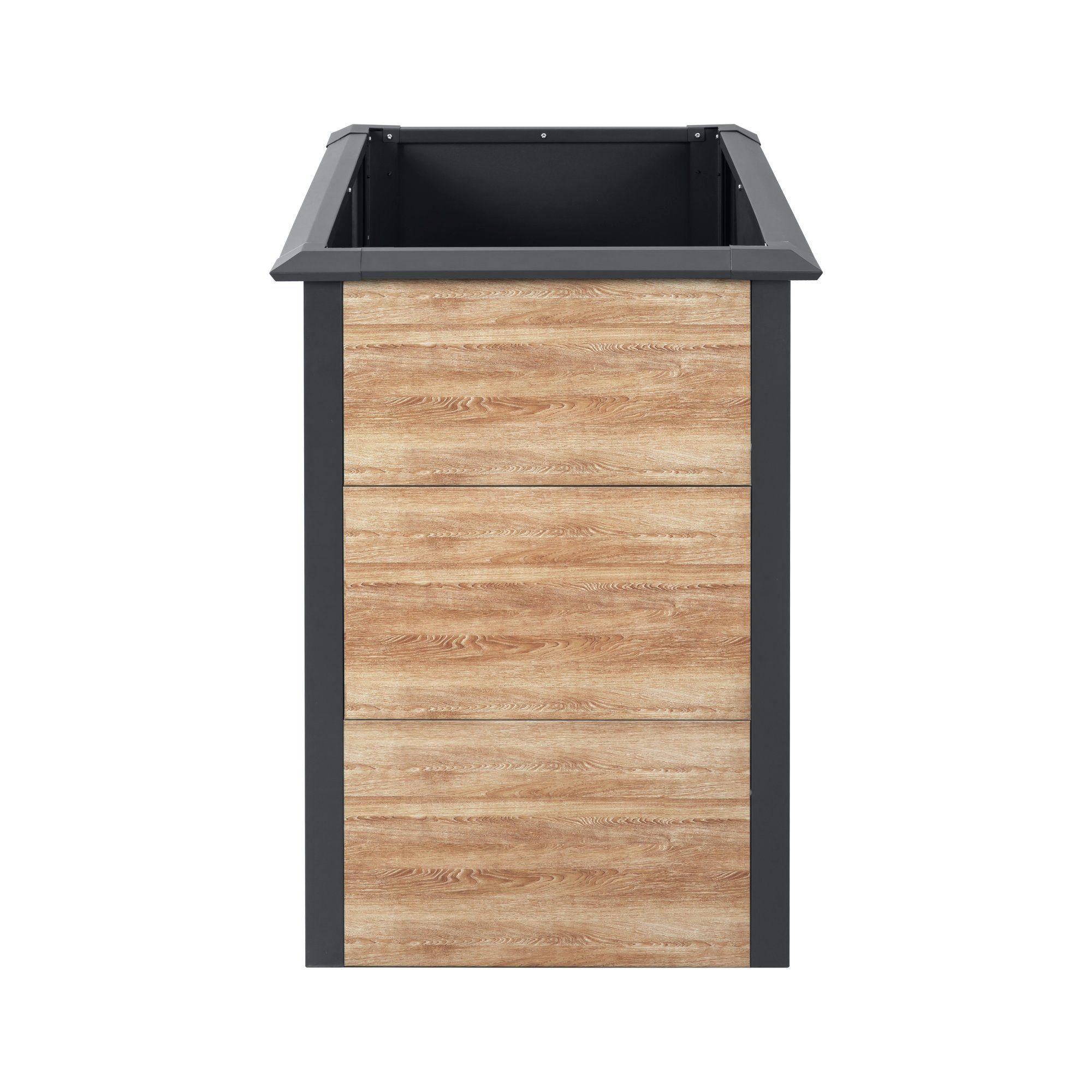 Zelsius Hochbeet für Garten, Holzoptik, Anthrazit RAL 7016, Terrasse oder Balkon (1x Hochbeet, 1x Hochbeet)