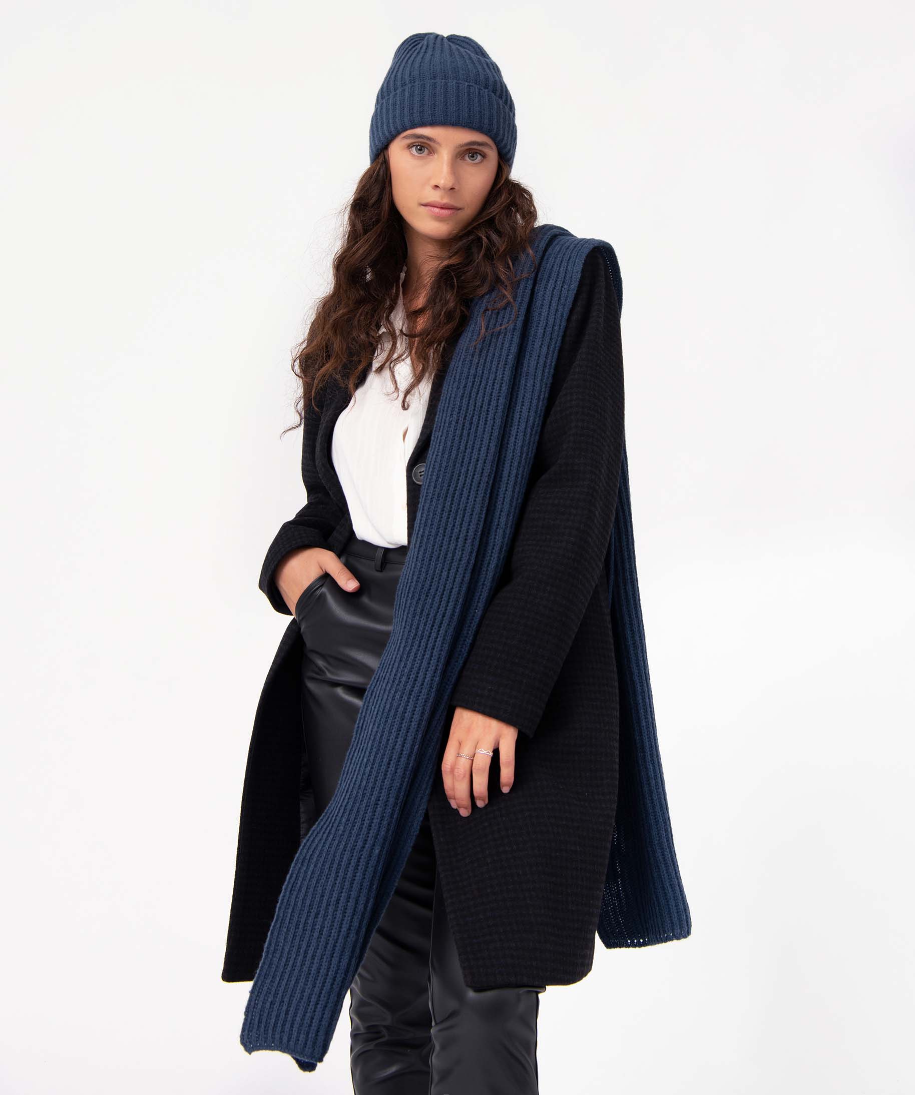écharpe femme en polyester recyclé bleu | GEMO