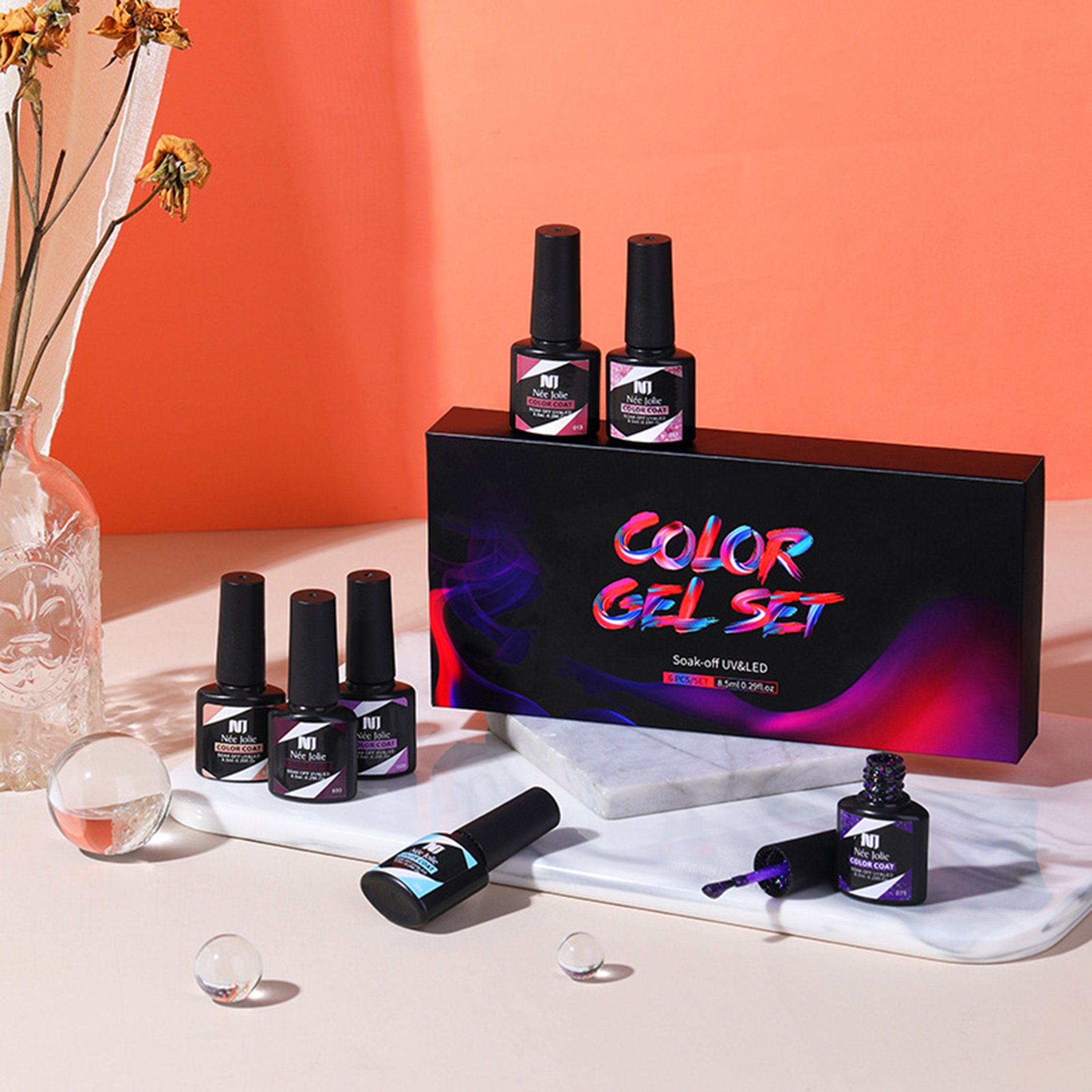 Scheiffy Nagellack-Set 8.5ml 6 Farben Nagellack Set 6 pcs, Nailart-Kit, DIY-Nagelkunst, 12, für Anfänger und professionelle Nagelkünstler