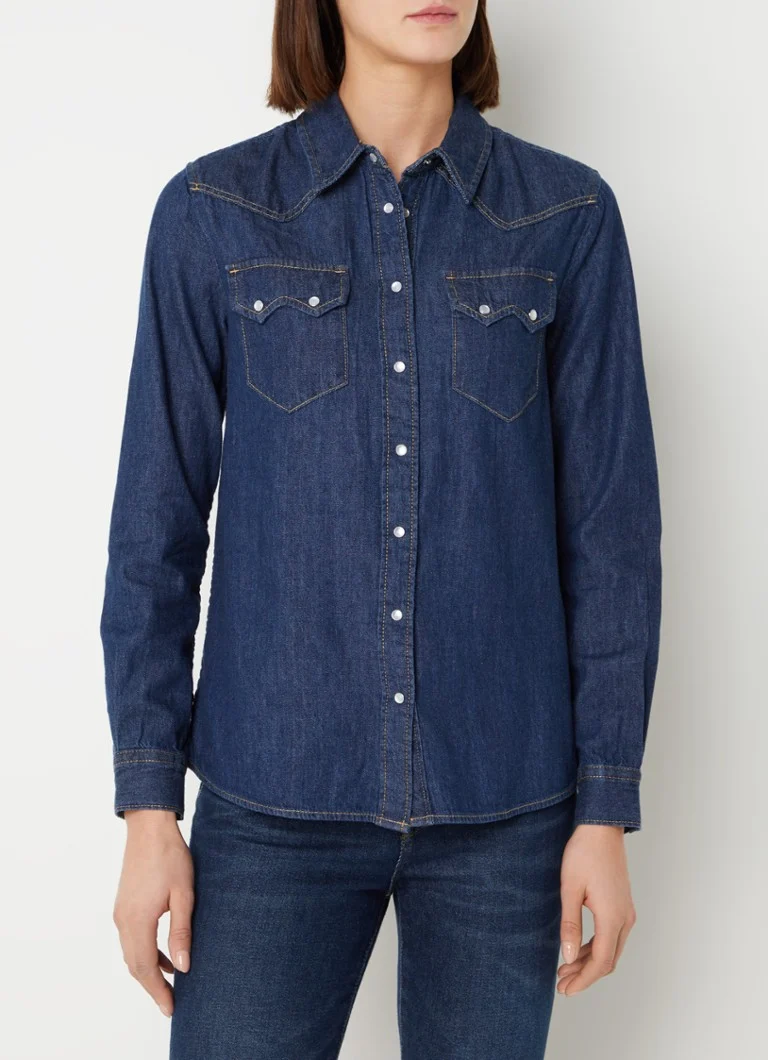Benetton  Blouse van chambray met borstzakken