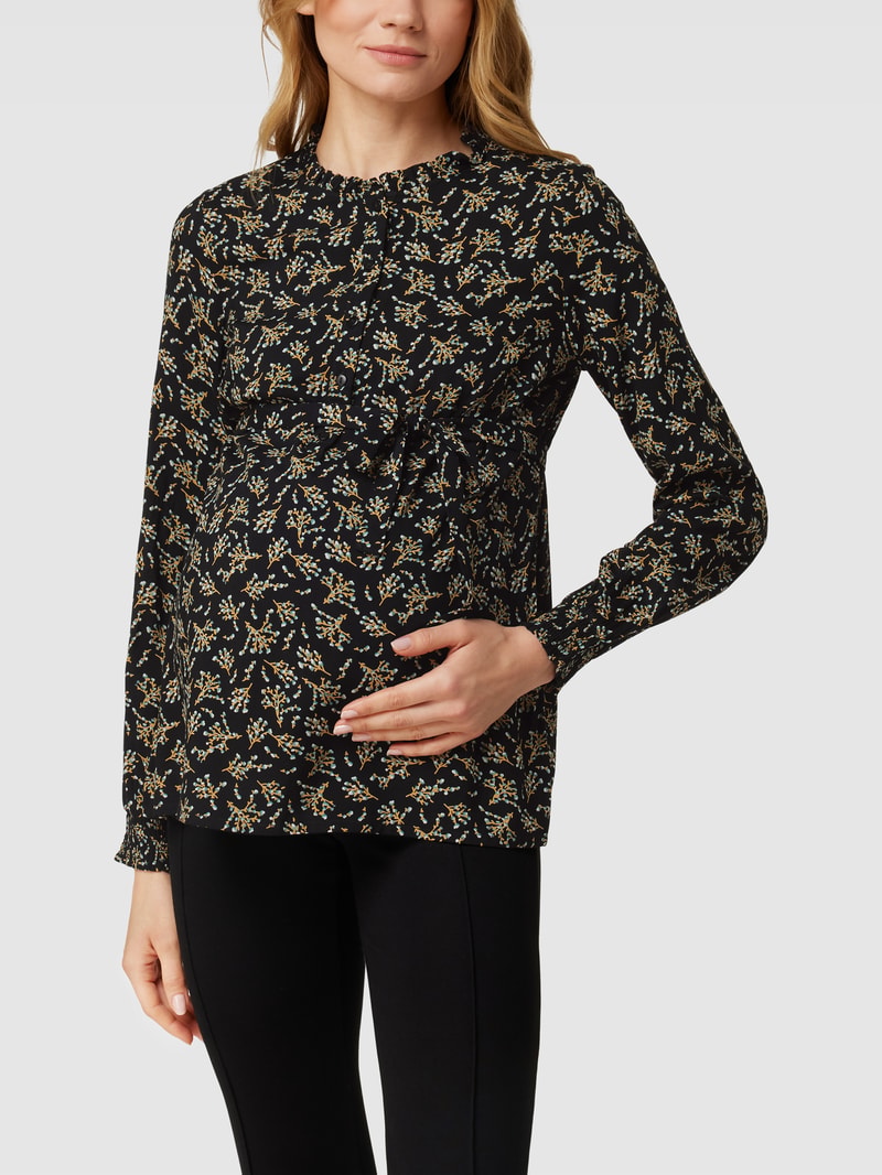 Umstands-Bluse mit floralem Allover-Muster Modell 'SANNE' in schwarz