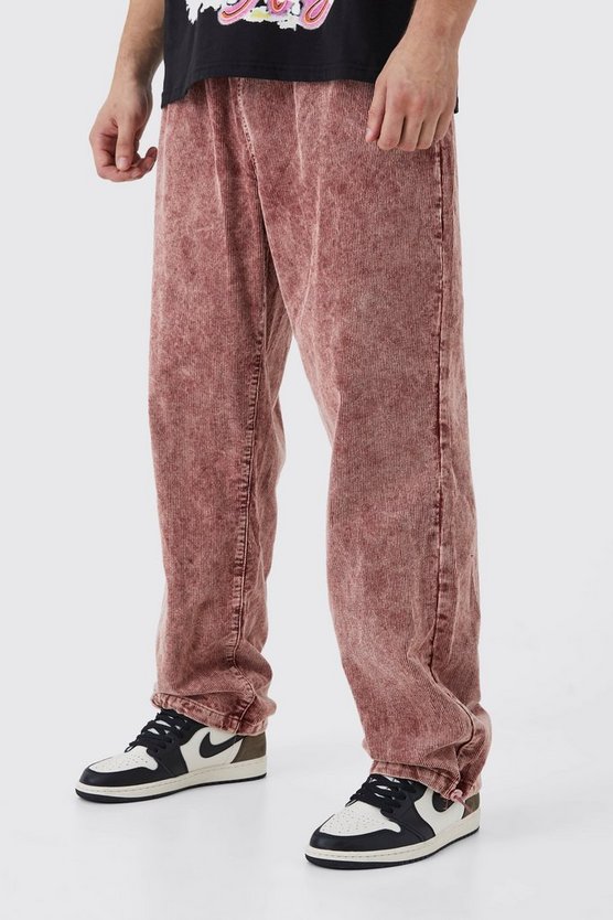 Tall lockere Cord-Hose mit Acid-Waschung