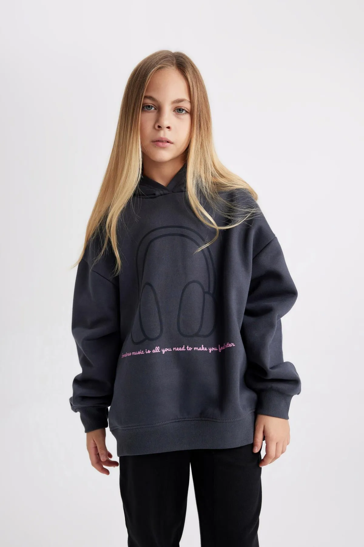 DeFacto  Dickes Kapuzen-Sweatshirt für Mädchen in Oversize-Passform mit weicher, flauschiger Innenseite