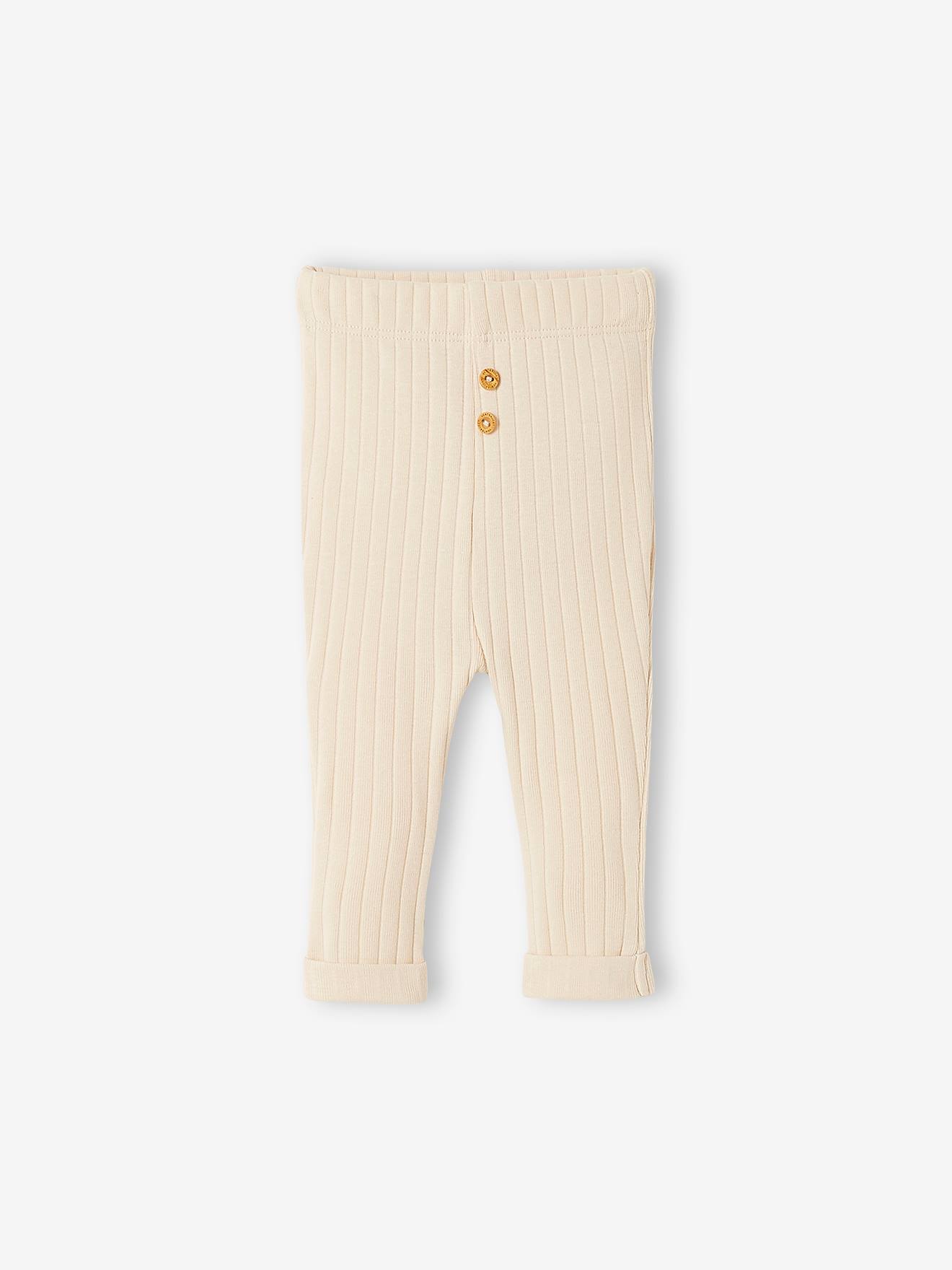 Ensemble en maille côtelée T-shirt et pantalon bébé sable