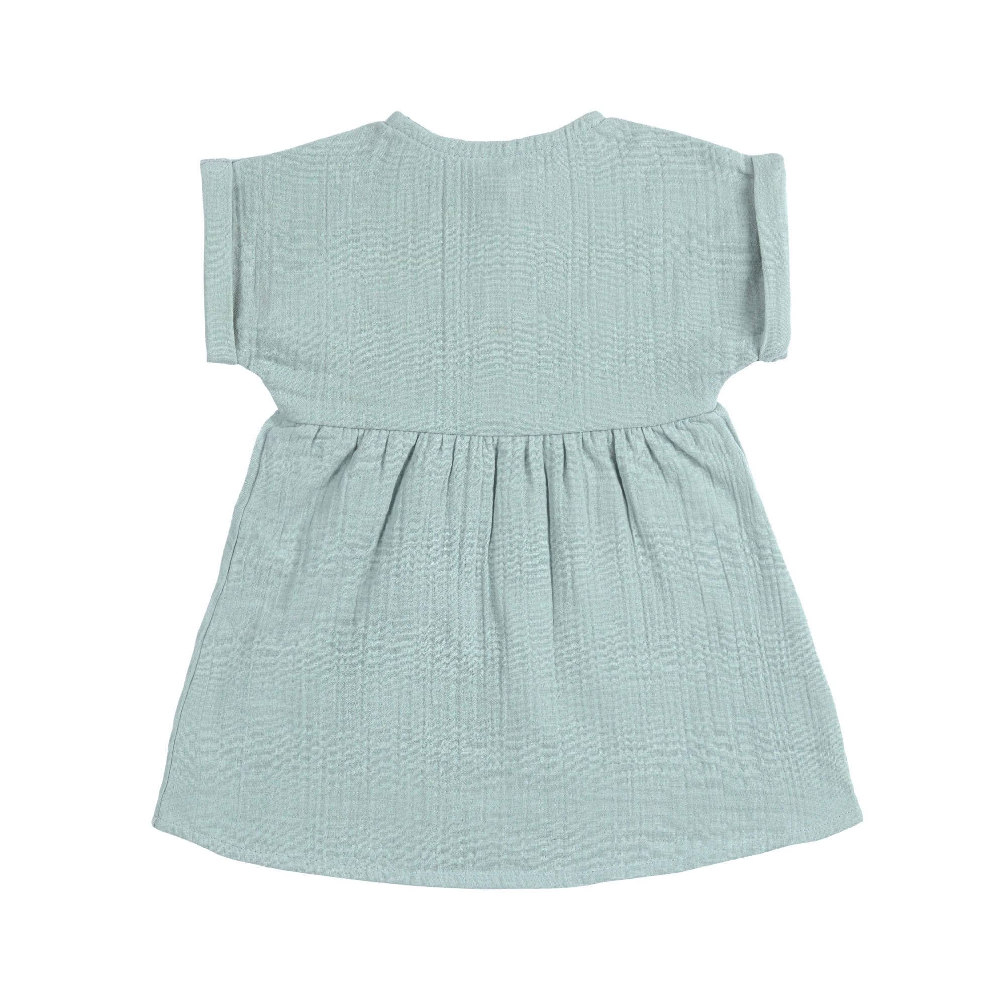 Musselin Kinderkleid - Bio Baumwolle, Silbergrau