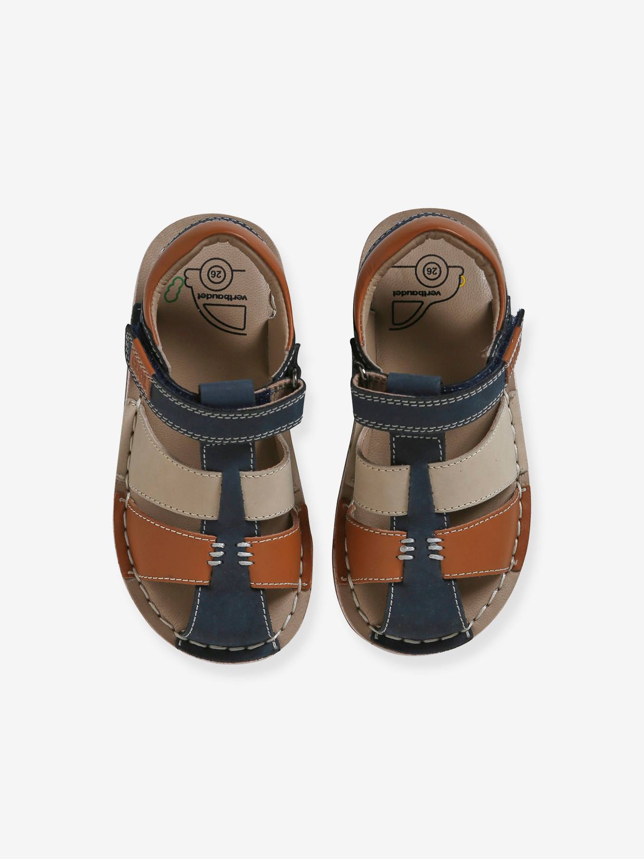 Vertbaudet Kinder Klett-Sandalen, Anziehtrick - set blau