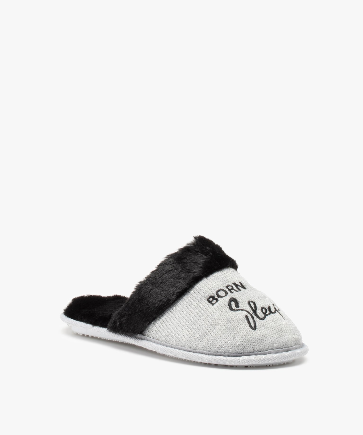 Chaussons femme mules plates brodées Born to sleep | GEMO