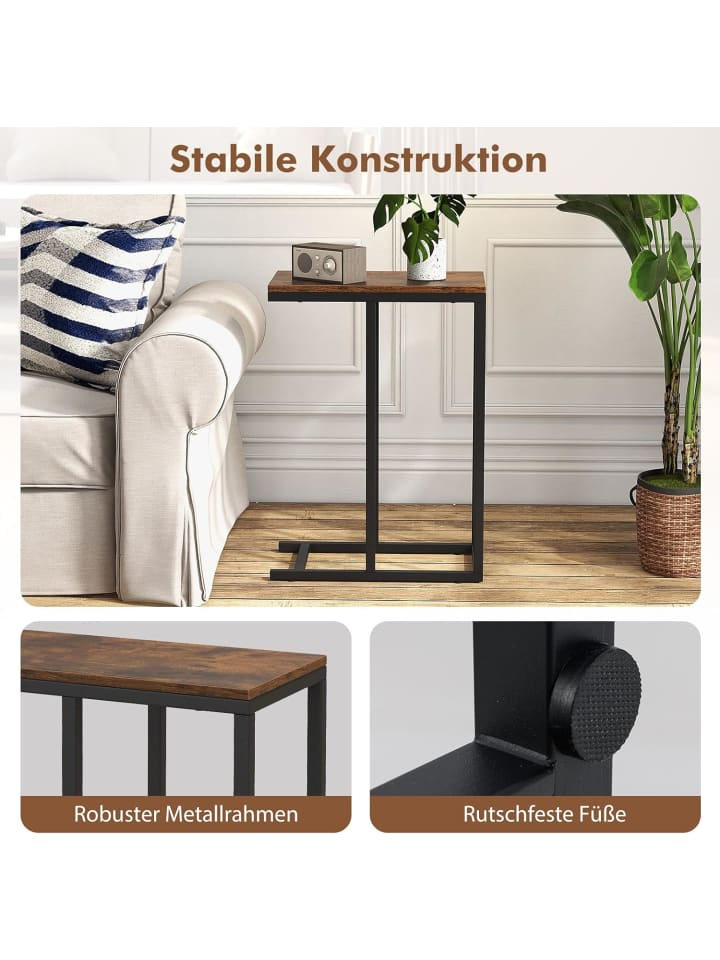 COSTWAY Beistelltisch C-Form in Braun günstig kaufen onesize