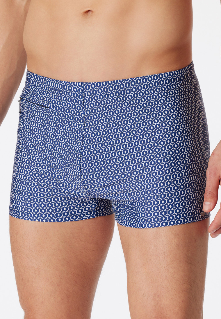 Badehose Wirkware Retro Rauten gemustert navy - Classic Swim