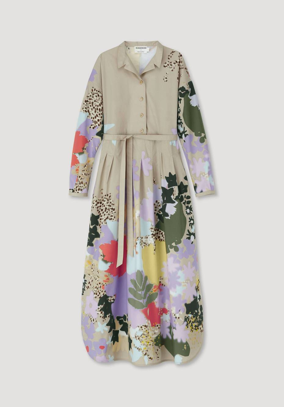 WUNDERKIND X HESSNATUR Hemdblusenkleid in Maxi-Länge mit Print aus reiner Bio-Baumwolle