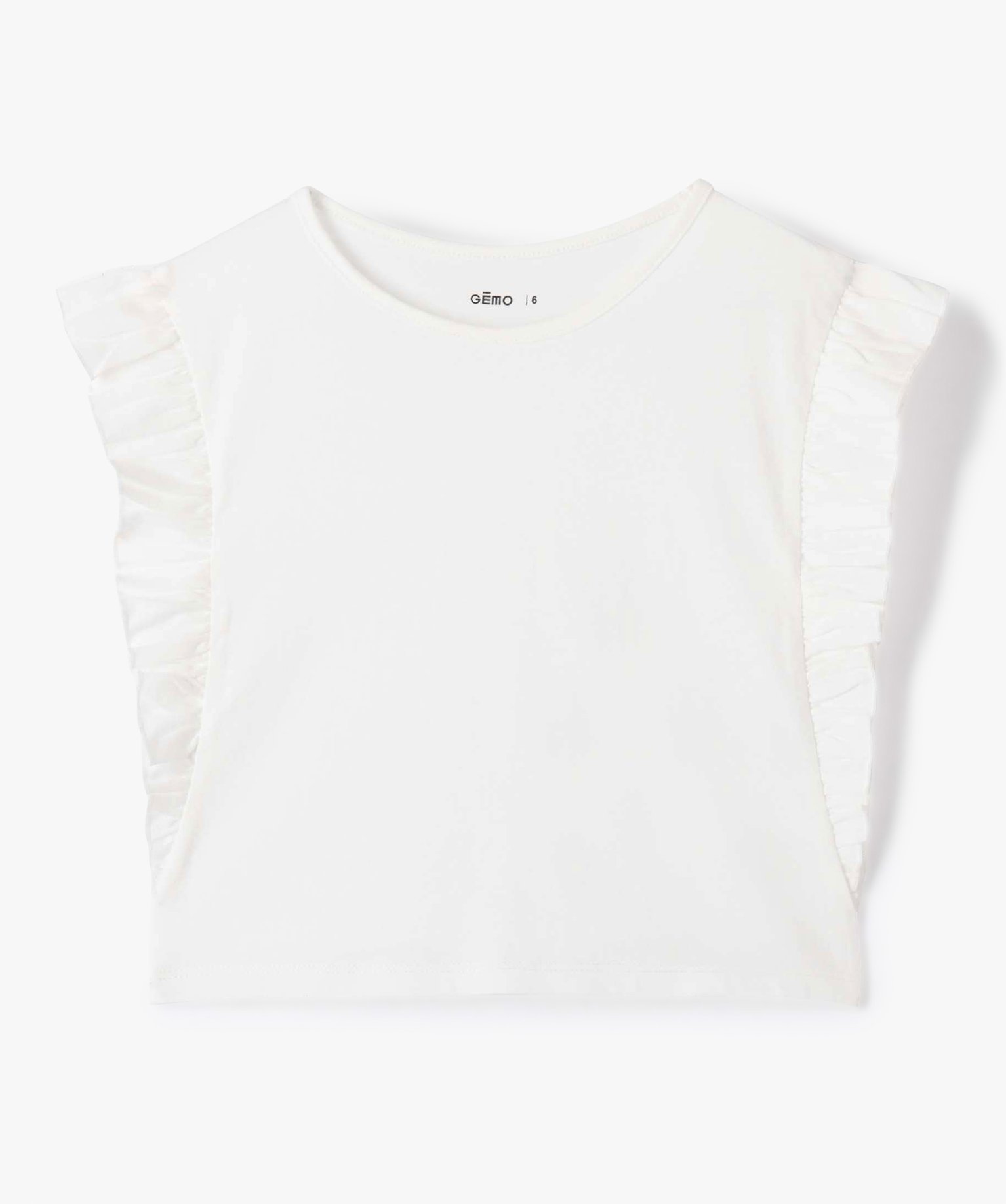 Tee-shirt fille avec volants sur les ctés ecru | GEMO
