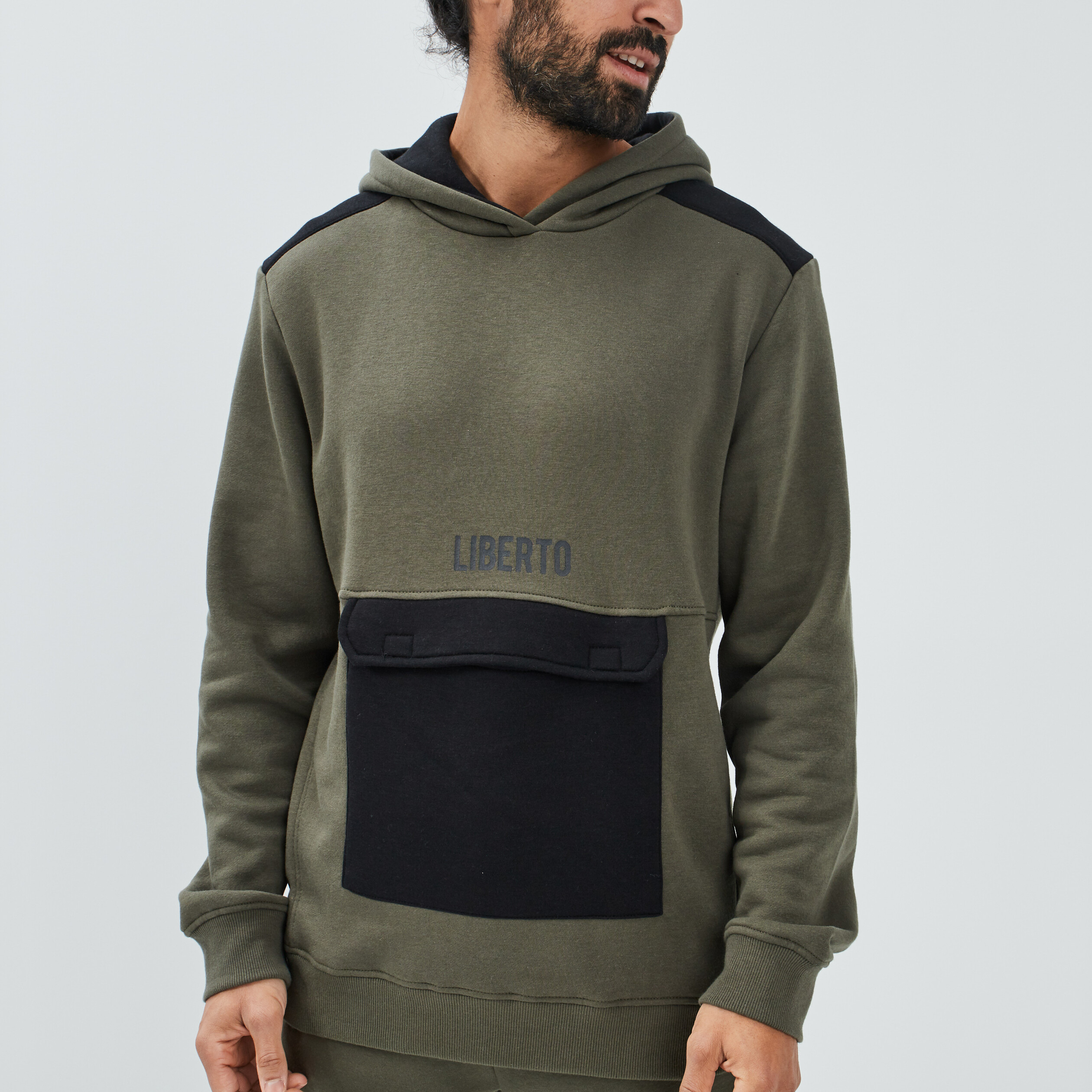 Sweat à capuche hoodie Liberto vert kaki homme | La Halle
