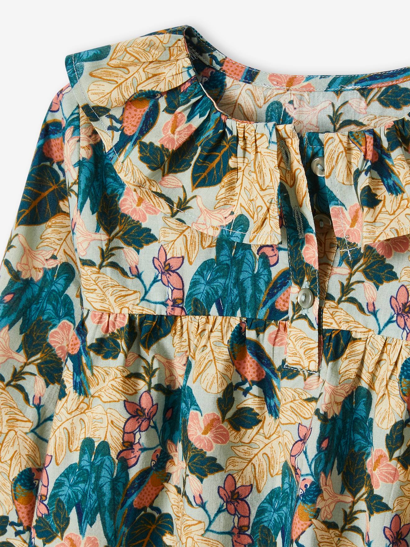 Vertbaudet Mädchen Bluse mit Blumen - pfirsich