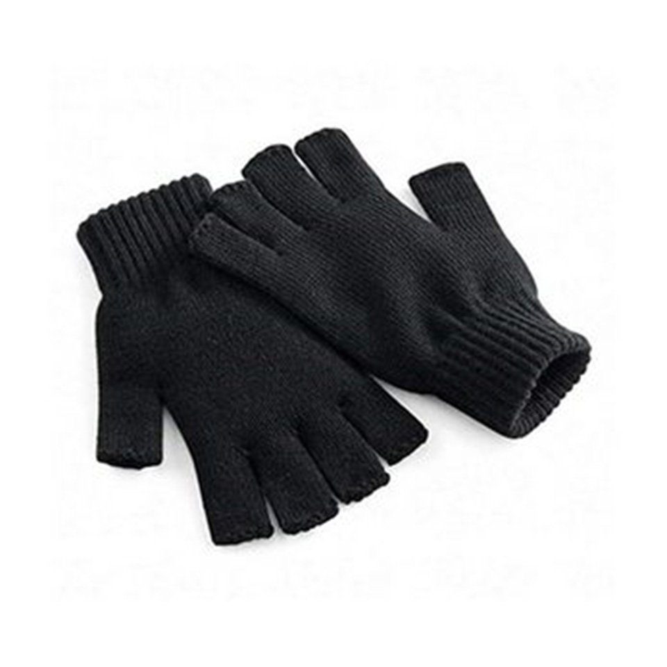 herémood Strickhandschuhe fingerlose Winterhandschuhe Halbfinger Rippstrick Damen Herren