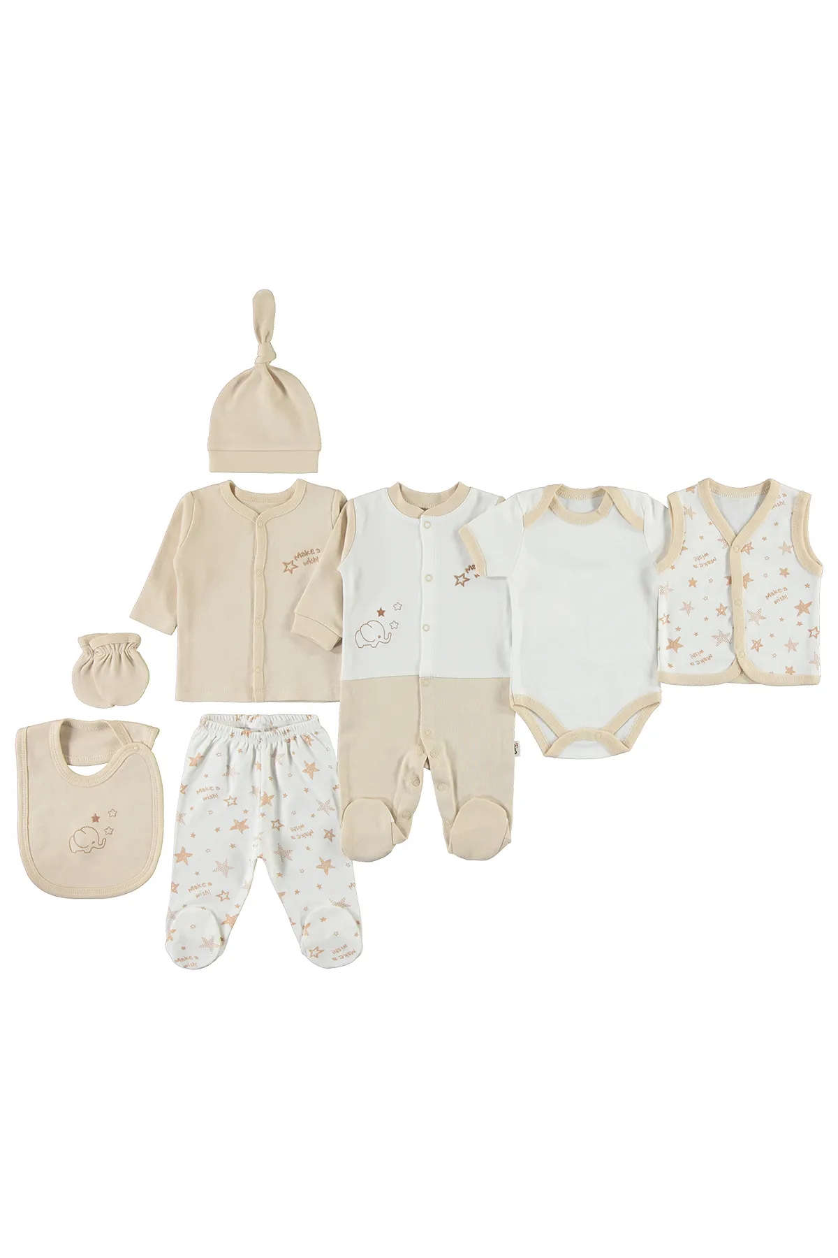 Civil Baby  8-teiliges Baby-Body-Set, 0–1 Monat, Milchkaffee