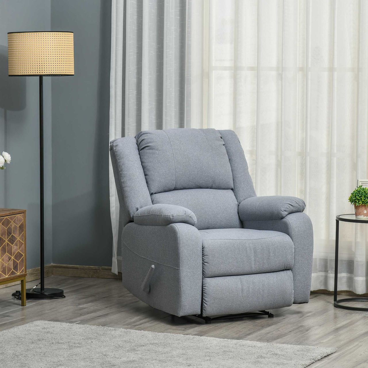 HOMCOM Fernsehsessel Relaxsessel mit Liegefunktion TV-Sesse Polyester Grau