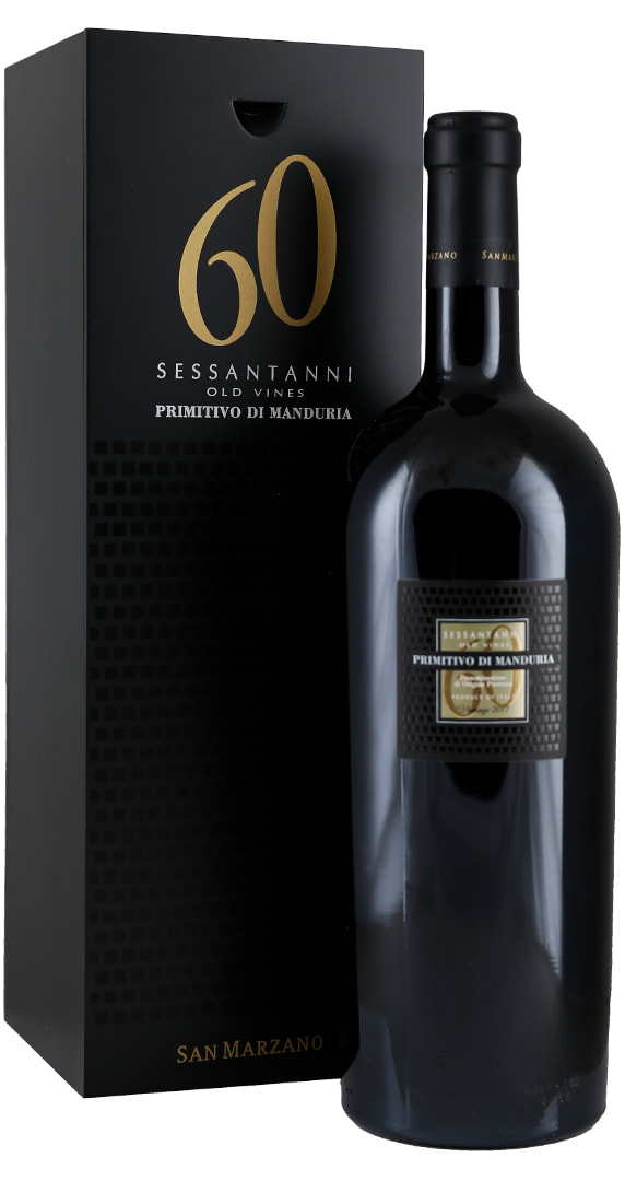 Doppelmagnum (3,0 L) San Marzano Sessantanni 60 anni Primitivo di Manduria 2018 in 1er OHK