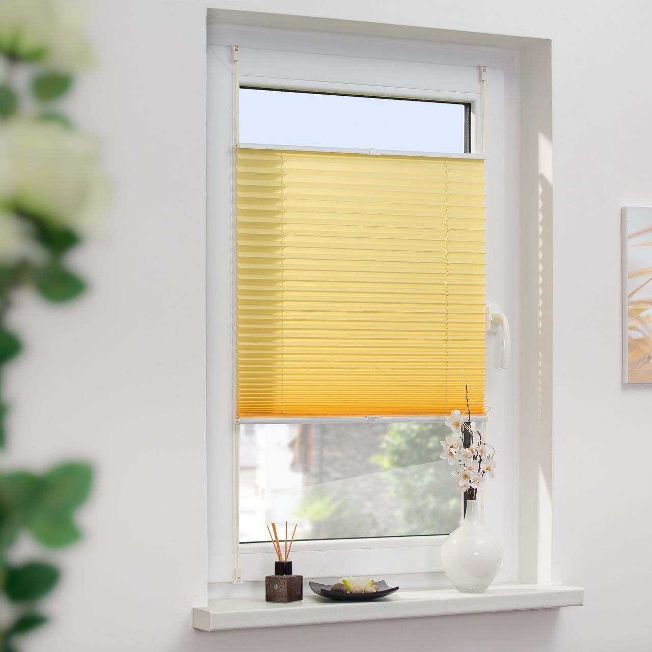 Lichtblick Plissee Klemmfix, ohne Bohren, verspannt - Gelb, 45 cm x 130 cm (B x L)