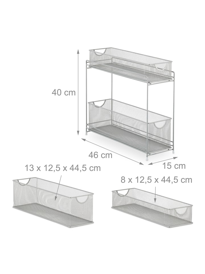 relaxdays Küchenschrank Organizer in Silber - (B)15 x (H)40 x (T)46 cm günstig kaufen onesize